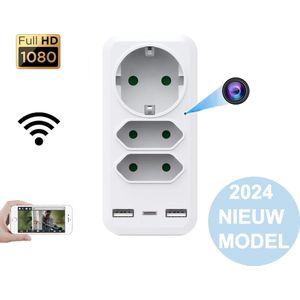 Trend Goods - Verborgen Spy Camera 6-in-1 Stopcontact - Wifi met App - Incl. 64GB Micro SD kaart - USB Oplader - Spionage Camera - Beveiligingscamera - Nachtzicht - Bewegingssensor