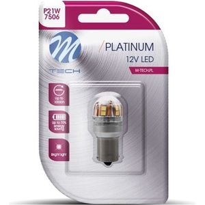 M-Tech Platinum LED P21W / BA15s 12V - 15x Led diode - Canbus - Wit - Enkel