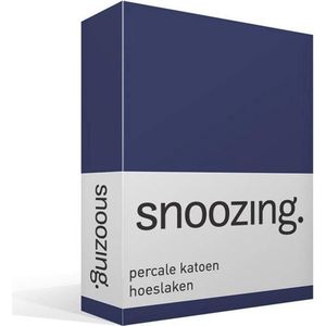 Snoozing - Hoeslaken  - Eenpersoons - 90x200 cm - Percale katoen - Navy