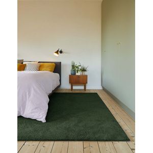 Carpet Studio Utah Vloerkleed 190x190cm - Hoogpolig Tapijt Woonkamer - Tapijt Slaapkamer - Kleed Groen