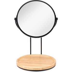 make-up spiegel met sieradentray - Dubbelzijdige tafelspiegel - Staande spiegel 17 cm Ø - Industrieel en modern design
