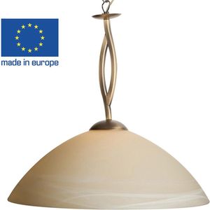 Hanglamp Capri | 1 lichts | brons / bruin / geel | glas / metaal | in hoogte verstelbaar tot 105 cm | Ø 45 cm | eetkamer / woonkamer lamp | modern design