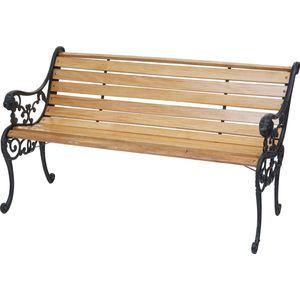 Tuinbank MCW-F98, parkbank houten bank, 2-zits gietijzer hout 125cm 20kg ~ lichtbruin