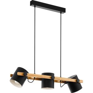 EGLO Hornwood Hanglamp - E27 - 78 cm - Zwart/Crème/Bruin