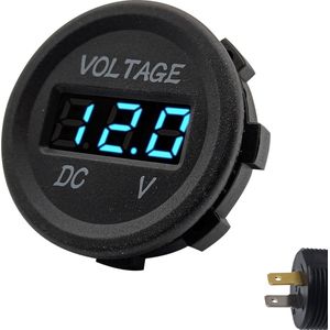 ProRide Universele Voltmeter 12-24V DC - Inbouw - Voor Auto, Boot, Motor en Andere Voertuigen - Blauw