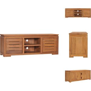 vidaXL Teak Tv-meubel - 110 x 30 x 40 cm - Rustieke stijl - Massief teakhout - 2 deuren - 2 vakken - Kast