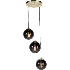 QAZQA pallon - Landelijke Hanglamp - 3 lichts - Ø 45 cm - Zwart Goud - Slaapkamer