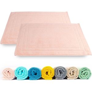 Badmat set van 2 | 100% katoenen badmat van badstof 50 x 70 cm | Badmat van hoge kwaliteit 700 g/m² | Snel drogend absorberend wasbaar roze (Rose Quartz)