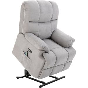 HOMCOM Massagestoel met warmtefunctie relaxstoel afstandsbediening USB korte pluche crème 700-119V01