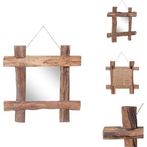 vidaXL Rustieke houten spiegel - 50x5x50 cm - gerecycled hout - Spiegel