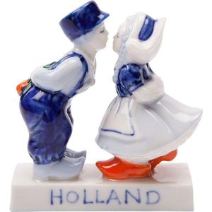 Decoratiebeeld Kissing couple - Delfts blauw