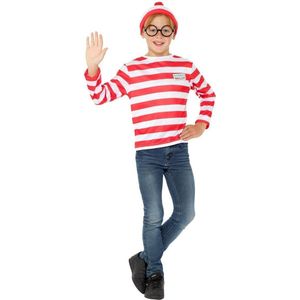 Smiffy's - Where's Wally Kostuum - Waar Is Wally Nu Weer Kind Kostuum - Rood, Wit / Beige - Tiener - Carnavalskleding - Verkleedkleding