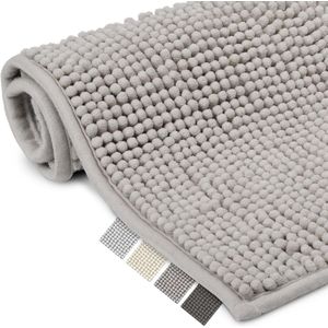 Badmat Anti-Slip Lichtgrijs 70x120cm - WC Tapijt Pluizige Vloermat of Antislipmat voor Douche Toilet of Badkamer - Geschikt voor Vloerverwarming