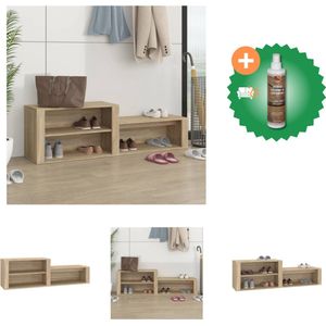 vidaXL Schoenenkast 150x35x45 cm bewerkt hout sonoma eikenkleurig - Schoenenkast - Inclusief Houtreiniger en verfrisser