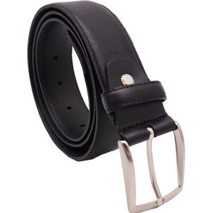 Zwart Luxe Leren Riem - Gestikt - 3,5 cm Breed