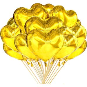 20 stuks folieballonnen, hart, goud, heliumballonnen, bruiloft, hartballonnen, bruiloftsballonnen, hartballonnen, verjaardagsdecoratie, Valentijnsdag, ballon (goud)