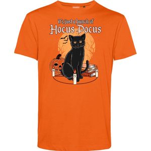 T-shirt Hocus Pocus met kat | Halloween Kostuum Volwassenen | Horror Shirt | Gothic Shirt | Oranje | maat 3XL