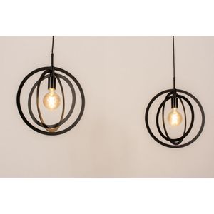 Lumidora Hanglamp 74597 - 2 Lichts - E27 - Zwart - Metaal