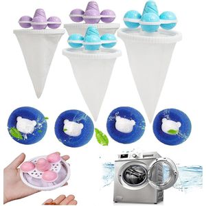 8 stuks haarverwijderaar voor wasmachine - wasmachine filterzakken - wasballen filterzakken - dierenhaarverwijderaar haarfilter netzak voor haar hondenhaar kattenhaar (8A) .
