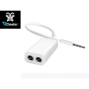 TR Deals | Audio splitter WIT 3.5mm AUX - Luister samen muziek met 1 aansluiting |Geschikt voor iPhone / iPod / iPad / Samsung / Apple