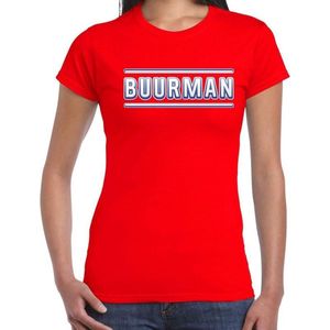 Buurman verkleed t-shirt rood voor dames - buurman carnaval / feest shirt kleding / kostuum M