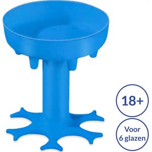 GAGATO Drankdispenser Blauw voor Alcohol - Shot Fontein voor Drankspel - Shot Dispenser voor 6 shotglaasjes