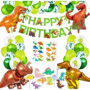 62-delig feestpakket dinosaurus - 30 stuks ballonnen - Dinosaurus thema feestje - Dino versiering - Dino feestartikelen - Dino slinger - Dino ballonnen - Dino kinderfeestje