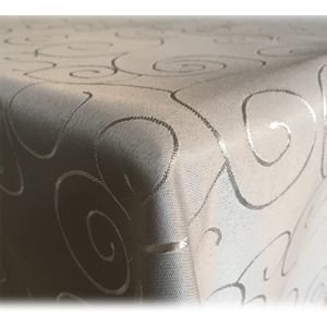JEMIDI Tafelkleed ornamenten zijdeglans edele tafelhoes tafelkleed - Lichtgrijs - Vorm Oval - Maat 130x220