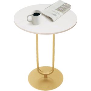 JGS® - Luxe Marmeren Bijzettafel Zwarte Metalen Salontafel Stijlvolle Laptoptafel voor Woonkamer en Slaapkamer-