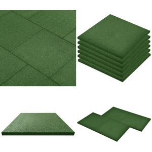 vidaXL Valtegels 6 st 50x50x3 cm rubber groen - Valmat - Valmatten - Rubberen Mat - Rubberen Vloertegel