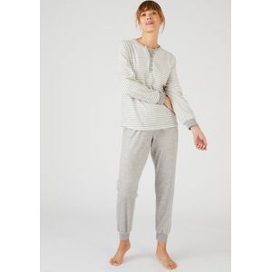 Damart - Gestreepte pyjama in Thermolactyl met geruwde binnenzijde - Dames - Grijs - XL