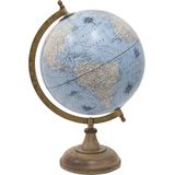 Clayre & Eef Wereldbol 22x33 cm Blauw Hout Metaal Globe
