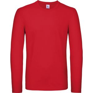 T-shirt Heren 4XL B&C Ronde hals Lange mouw Red 100% Katoen