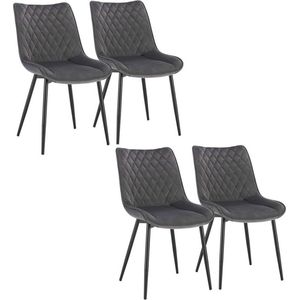 Rootz fluwelen eetkamerstoelen set van 4 - elegante stoelen - comfortabele zit - duurzame constructie - eenvoudige montage - fluweel en metaal - zitmaat 46 x 40,5 cm