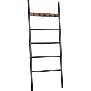 Handdoekladder - Handdoekladder Zwart - Badkamer Ladder - Bruin - Zwart