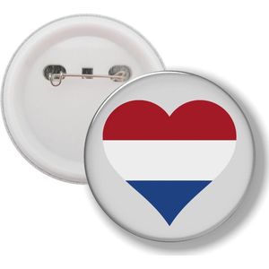 Button Met Speld - Hart Vlag Nederland