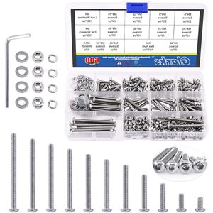 601Pcs M4 Knop Hoofd Schroeven 304 Roestvrij staal Hex Socket Cap Schroeven Bouten en Moeren Wasmachines Assortiment Kit met Hex Sleutel voor Machinemeubilair Auto Reparatie