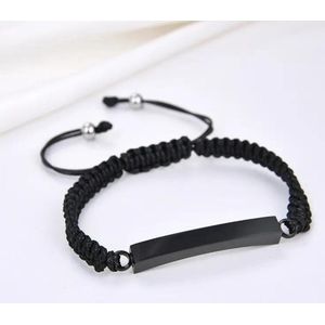 Bedelarmband met ashanger - Urn - Zwart touw - Zwarte bedel - mini urn - (urn)Bedelarmband