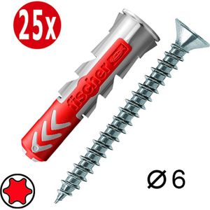 Fischer & Tornitrex pluggen en Torx schroeven set 6mm duopower | 25 sets