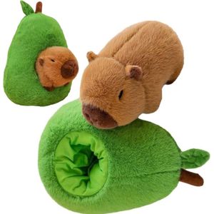Capybara in Appel Pluche Knuffel 35 cm - SUPER Zacht - Grote Capibara Knuffels - Knuffeldier Knuffelvriend - Groot Bruin Peer Avocado Appel Knuffels Dierenknuffel - Kapibara Kapybara - Speelgoed kawaii kussen Rugtas Rugzak TikTok Plush Toy