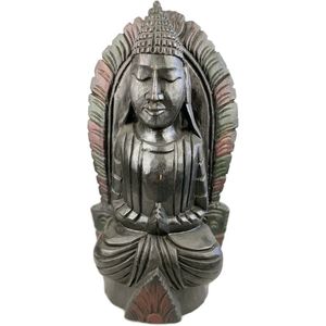 Houten buddha / Handgemaakt houten beeld / Indonesisch beeld