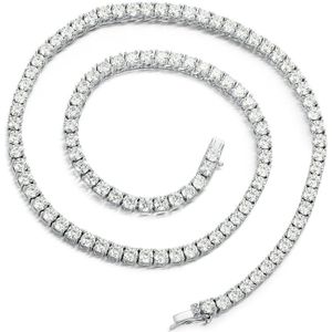 Lumina - Zilveren Moissanite Tennis Ketting - 0.035
