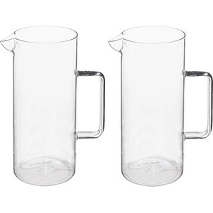 Secret de Gourmet Water Karaf/schenkkan - schenktuit - 2x - glas - 1.5 Liter - D10 x H22 cm