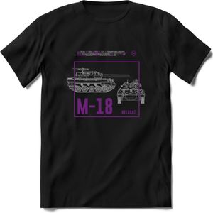 M18 Hellcat leger T-Shirt | Unisex Army Tank Kleding | Dames / Heren Tanks ww2 shirt | Blueprint | Grappig bouwpakket Cadeau - Zwart - 3XL