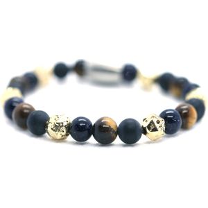 Heren armband tijgeroog - golden lava 6mm - IbizaMen