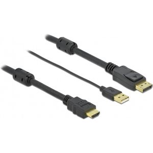 Premium HDMI naar DisplayPort actieve kabel - HDMI 1.4 / DP 1.2 (4K 30Hz) - voeding via USB-A / zwart - 7 meter