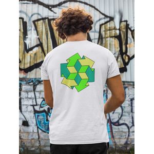 Sportshirt - Perspective - Green arrows - Wurban Wear | Streetwear | freerun kleding | urban sports | tshirt | wit
