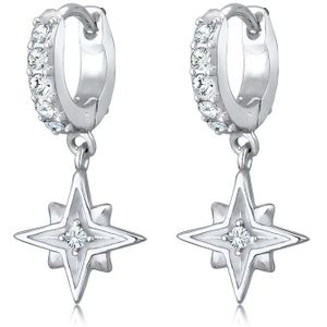 Elli Dames Oorbellen Astro Star oorringen met kristallen van verguld 925 Sterling Zilver