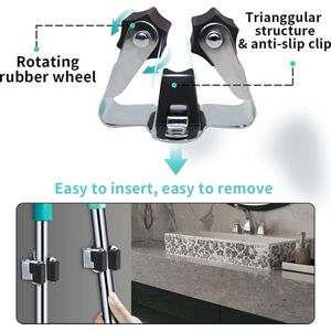 Bezemhouder - Gereedschap houder - Bezem ophangsysteem Multi Wand Houder - Ophangsysteem tuingereedschap - Set Inclusief Bevestigingsmateriaal(zwart)