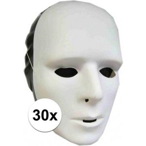 30x Witte grimeermaskers om zelf te versieren- Verkleedmaskers